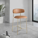 Color_Cognac -- Lupita Cognac Vegan Leather Upholstered Counter Stool IMAGE 2