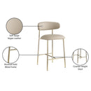  Color_Taupe -- Lupita Taupe Vegan Leather Upholstered Counter Stool IMAGE 9
