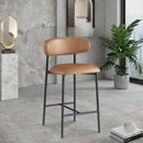  Color_Cognac -- Lupita Cognac Vegan Leather Upholstered Counter Stool IMAGE 2