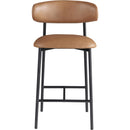  Color_Cognac -- Lupita Cognac Vegan Leather Upholstered Counter Stool IMAGE 3