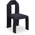  Color_Black -- Bennett Black Boucle Fabric Upholstered Dining Chair IMAGE 1