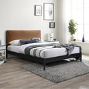  Color_Cognac  Size_Queen  -- Abigail Cognac Vegan Leather Upholstered Queen Bed IMAGE 2
