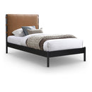 Meridian Abigail Cognac Vegan Leather Twin Bed (3 Boxes) IMAGE 1
