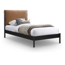  Color_Cognac  Size_Twin  -- Abigail Cognac Vegan Leather Upholstered Twin Bed IMAGE 1