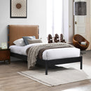  Color_Cognac  Size_Twin  -- Abigail Cognac Vegan Leather Upholstered Twin Bed IMAGE 2