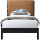  Color_Cognac  Size_Twin  -- Abigail Cognac Vegan Leather Upholstered Twin Bed IMAGE 3