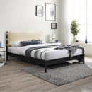  Color_Cream  Size_Queen  -- Abigail Cream Vegan Leather Upholstered Queen Bed IMAGE 2