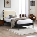  Color_Cream  Size_Twin  -- Abigail Cream Vegan Leather Upholstered Twin Bed IMAGE 2