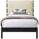  Color_Cream  Size_Twin  -- Abigail Cream Vegan Leather Upholstered Twin Bed IMAGE 3
