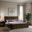  Color_Brown  Size_King  -- Amara Brown Velvet Upholstered King Bed IMAGE 2