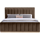  Color_Brown  Size_King  -- Amara Brown Velvet Upholstered King Bed IMAGE 3