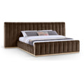  Color_Brown  Size_King  -- Amara Brown Velvet Upholstered King Bed IMAGE 1