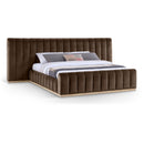  Color_Brown  Size_King  -- Amara Brown Velvet Upholstered King Bed IMAGE 1