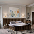  Color_Brown  Size_King  -- Amara Brown Velvet Upholstered King Bed IMAGE 2