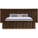  Color_Brown  Size_King  -- Amara Brown Velvet Upholstered King Bed IMAGE 3