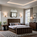  Color_Brown  Size_Queen  -- Amara Brown Velvet Upholstered Queen Bed IMAGE 2