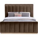  Color_Brown  Size_Queen  -- Amara Brown Velvet Upholstered Queen Bed IMAGE 3