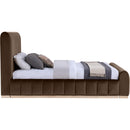  Color_Brown  Size_Queen  -- Amara Brown Velvet Upholstered Queen Bed IMAGE 4