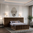  Color_Brown  Size_Queen  -- Amara Brown Velvet Upholstered Queen Bed IMAGE 2