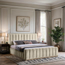  Color_Cream  Size_King  -- Amara Cream Velvet Upholstered King Bed IMAGE 2