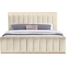  Color_Cream  Size_King  -- Amara Cream Velvet Upholstered King Bed IMAGE 3