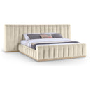  Color_Cream  Size_King  -- Amara Cream Velvet Upholstered King Bed IMAGE 1