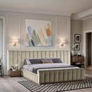  Color_Cream  Size_King  -- Amara Cream Velvet Upholstered King Bed IMAGE 2
