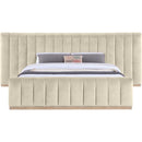  Color_Cream  Size_King  -- Amara Cream Velvet Upholstered King Bed IMAGE 3