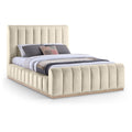  Color_Cream Size_Queen -- Amara Cream Velvet Upholstered Queen Bed IMAGE 1