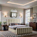  Color_Cream  Size_Queen  -- Amara Cream Velvet Upholstered Queen Bed IMAGE 2