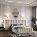 Meridian Amara Cream Velvet Queen Bed IMAGE 2