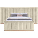  Color_Cream  Size_Queen  -- Amara Cream Velvet Upholstered Queen Bed IMAGE 3