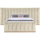 Meridian Amara Cream Velvet Queen Bed IMAGE 3