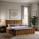  Color_Saddle  Size_King  -- Amara Saddle Velvet Upholstered King Bed IMAGE 2