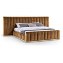  Color_Saddle  Size_King  -- Amara Saddle Velvet Upholstered King Bed IMAGE 1