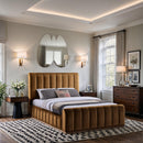  Color_Saddle  Size_Queen  -- Amara Saddle Velvet Upholstered Queen Bed IMAGE 2