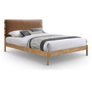  Color_Cognac  Size_Queen  -- Asher Cognac Vegan Leather Upholstered Queen Bed IMAGE 1