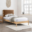  Color_Cognac  Size_Twin  -- Asher Cognac Vegan Leather Upholstered Twin Bed IMAGE 2