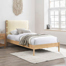  Color_Cream  Size_Twin  -- Asher Cream Vegan Leather Upholstered Twin Bed IMAGE 2