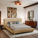  Meridian Blair Beige Chenille Fabric Upholstered Queen Bed IMAGE 2