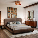  Meridian Blair Brown Chenille Fabric Upholstered Full Bed IMAGE 2