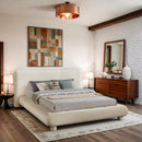  Meridian Blair Cream Chenille Fabric Upholstered Full Bed IMAGE 2