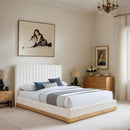 Meridian Emmet Cream Chenille Fabric Full Bed (3 Boxes) IMAGE 2