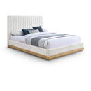  Size_Queen -- Emmet Cream Chenille Fabric Upholstered Queen Bed IMAGE 1