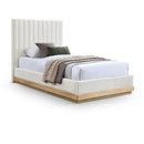  Size_Twin -- Emmet Cream Chenille Fabric Upholstered Twin Bed IMAGE 1