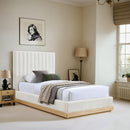  Size_Twin -- Emmet Cream Chenille Fabric Upholstered Twin Bed IMAGE 2