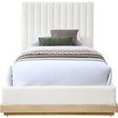  Size_Twin -- Emmet Cream Chenille Fabric Upholstered Twin Bed IMAGE 3