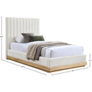  Size_Twin -- Emmet Cream Chenille Fabric Upholstered Twin Bed IMAGE 8