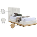  Size_Twin -- Emmet Cream Chenille Fabric Upholstered Twin Bed IMAGE 9