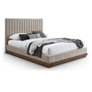 Meridian Emmet Beige Chenille Fabric Full Bed (3 Boxes) IMAGE 1
